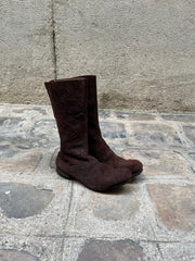 (New Arrival) CHRISTIAN PEAU - Suede leather back zip boots