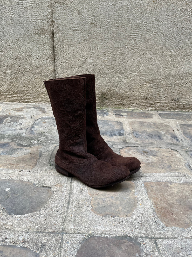 (New Arrival) CHRISTIAN PEAU - Suede leather back zip boots