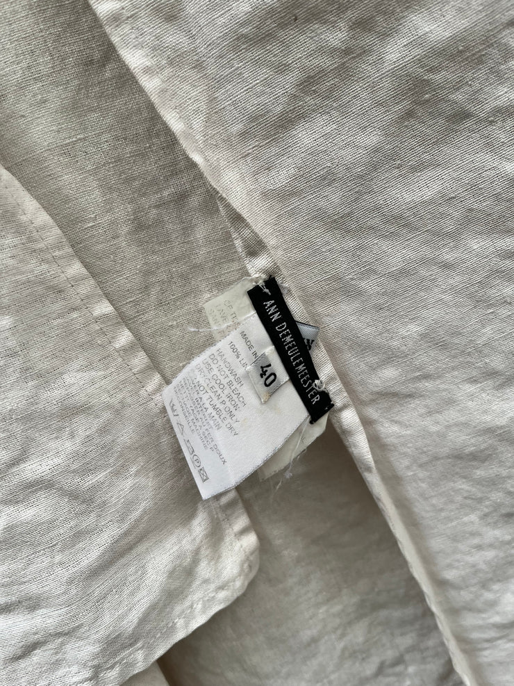 (New Arrival) ANN DEMEULEMEESTER - SS99 Painted linen wrap up skirt