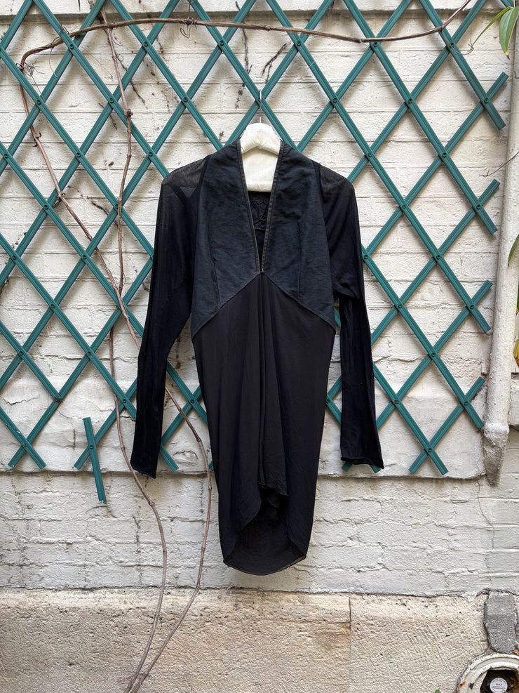 (New Arrival) RICK OWENS - SS12 "NASKA" Silk and cotton draped vest with calf leather details