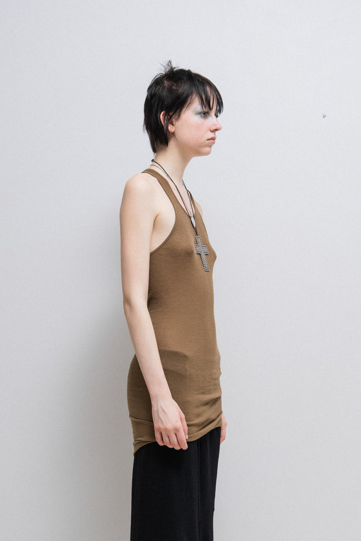 RICK OWENS - Ocre ribbed cotton tank top