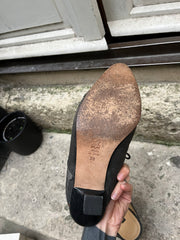 (New Arrival) ANN DEMEULEMEESTER - 1994 Pointy mules with satin floral pattern