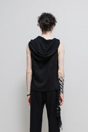 YOHJI YAMAMOTO POUR HOMME - SS19 Linen and cotton sleeveless hoodie