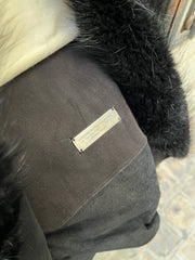 (New Arrival) RICK OWENS PALAIS ROYAL - Kangaroo leather + calf skin cropped jacket with straps and beaver fur collar