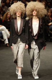 UNDERCOVER - SS04 "Languid" Ribbed jacket with satin lapels / deformed version with red label (runway)