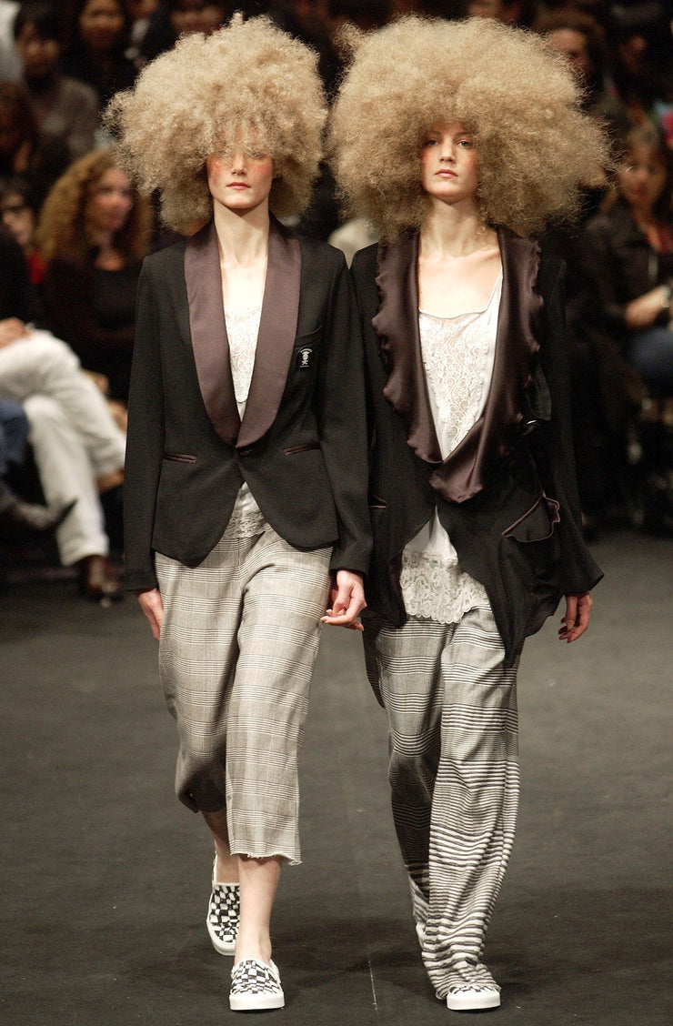 UNDERCOVER - SS04 "Languid" Ribbed jacket with satin lapels / deformed version with red label (runway)