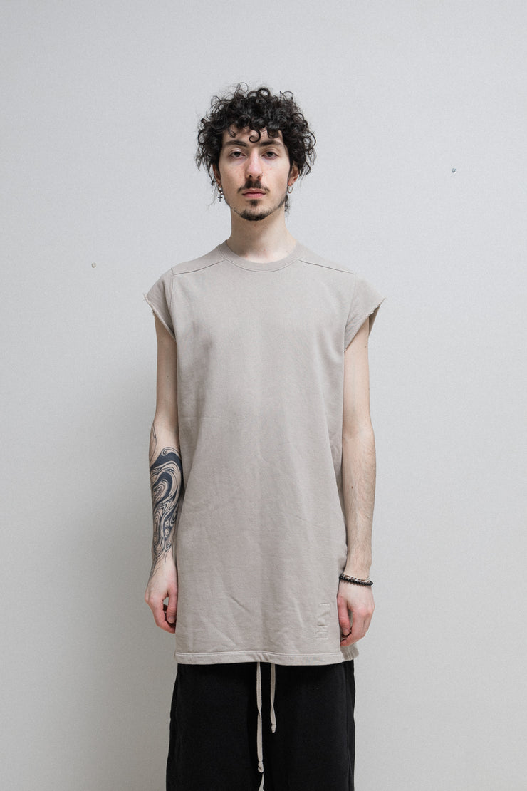 RICK OWENS DRKSHDW - Pearl grey sweater with raw cut sleeves