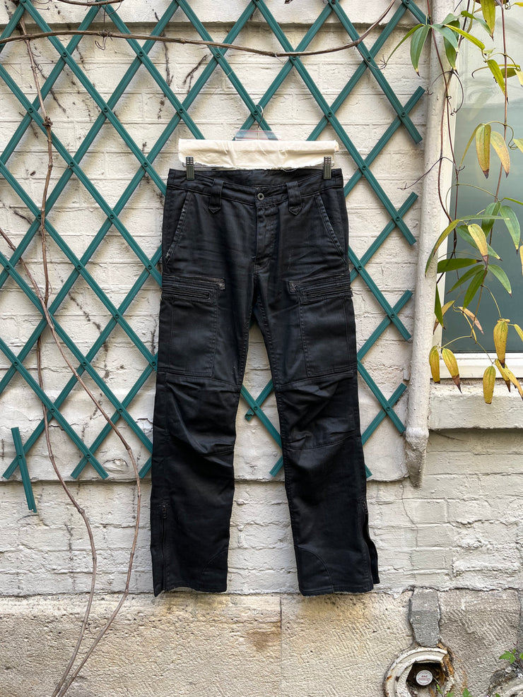 (New Arrival) ISAMU KATAYAMA BACKLASH - Waxed cargo pants with zippers