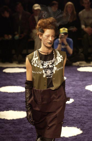 (New Arrival) UNDERCOVER - FW03 "Paper Doll" Printed wool vest with snap buttons