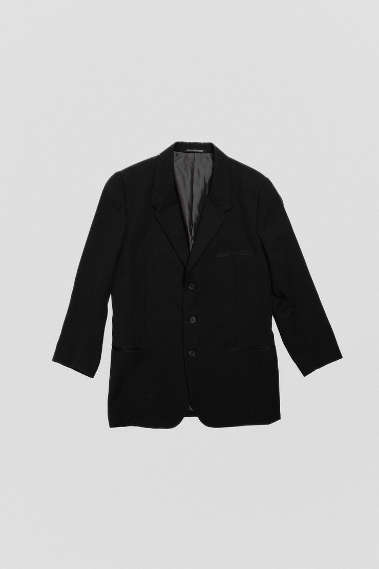YOHJI YAMAMOTO POUR HOMME - SS09 Gabardine wool and silk blend 3b costume jacket with front darts + cuff buttoning details