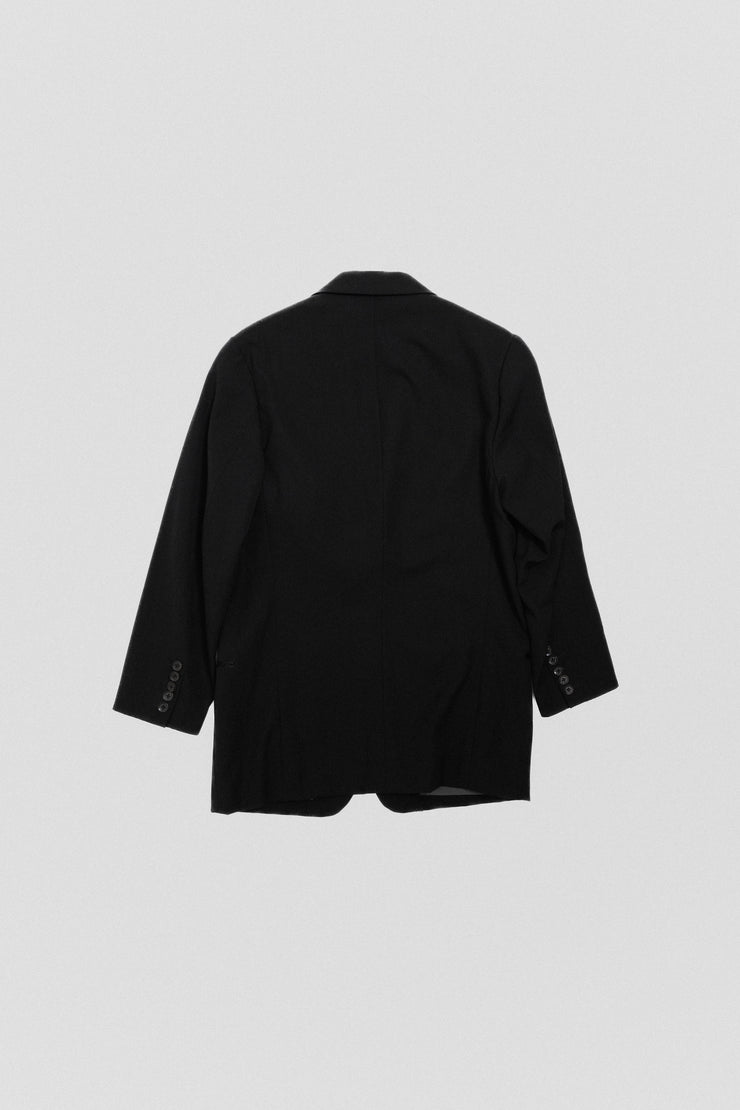 YOHJI YAMAMOTO POUR HOMME - SS09 Gabardine wool and silk blend 3b costume jacket with front darts + cuff buttoning details