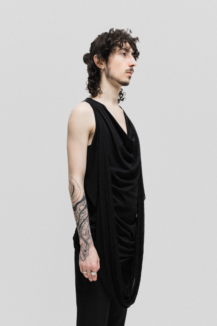 JULIUS - SS10 "Neurbanvolker" Cotton jersey draped top with a front sash