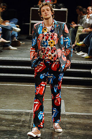 COMME DES GARCONS HOMME PLUS - SS06 "Rip&Tongue" Rolling Stones polka dot shirt with inside out details (runway)