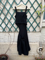 (New Arrival) YOHJI YAMAMOTO Y’S - Open back dress with flower embroideries and adjustable straps