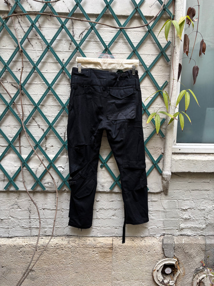 (New Arrival) JUNYA WATANABE - FW06 Reworked patchwork wool pants with leg straps and waist zipper (runway)