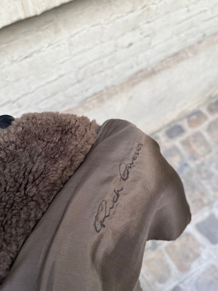(New Arrival) RICK OWENS - FW12 "MOUNTAIN" Lamb leather jacket with dust fleece and calf leather sleeves