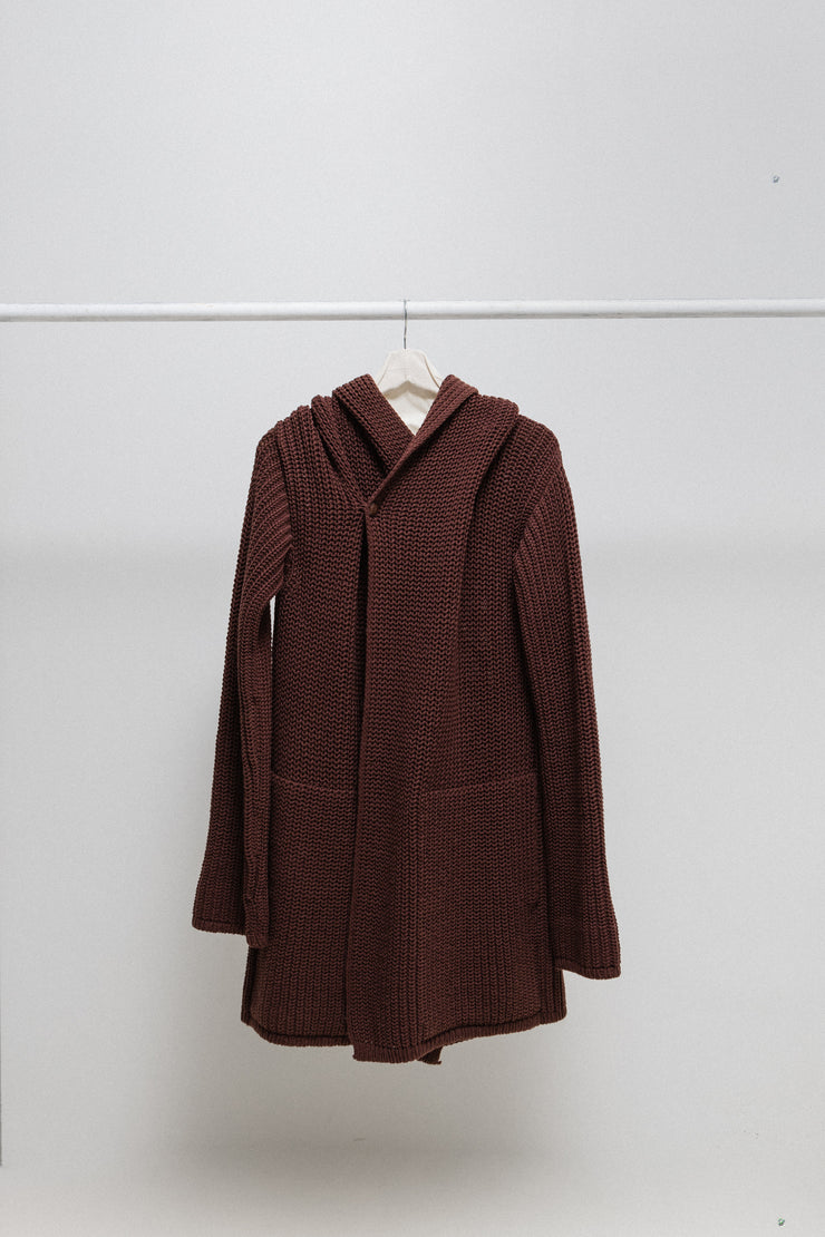 RICK OWENS - FW14 "MOODY" Virgin wool thick knitted hooded sweater