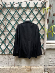 (New Arrival) YOHJI YAMAMOTO POUR HOMME - SS11 Gabardine wool double breasted jacket with removable silk collar panels (runway)