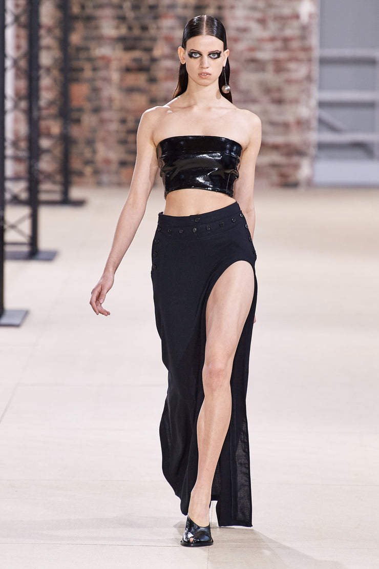 ANN DEMEULEMEESTER - SS20 Dyed lamb leather strapless top (runway)