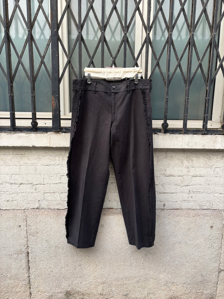 (New Arrival) YOHJI YAMAMOTO POUR HOMME - Wide cotton pants with fringed hems