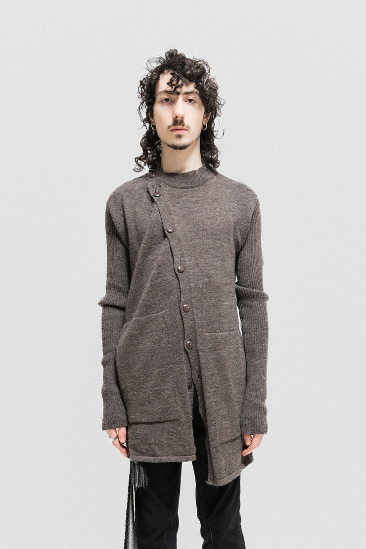 RICK OWENS - FW13 "PLINTH" Button up wool sweater with ribbed sleeves