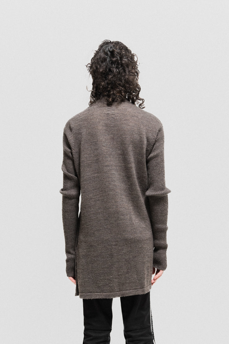 RICK OWENS - FW13 "PLINTH" Button up wool sweater with ribbed sleeves