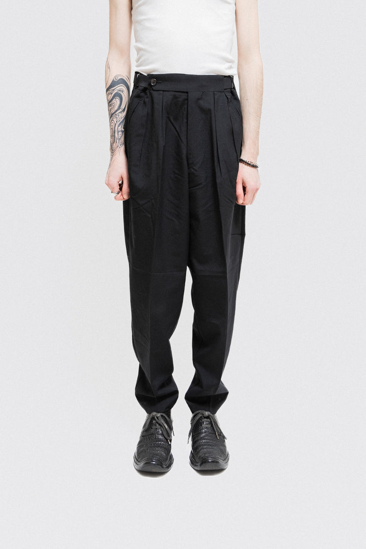 YOHJI YAMAMOTO POUR HOMME - Tapered gabardine pants with an adjustable elastic waist (late 80&