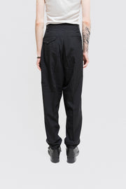 YOHJI YAMAMOTO POUR HOMME - Tapered gabardine pants with an adjustable elastic waist (late 80's)