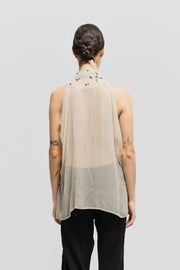 ANN DEMEULEMEESTER BLANCHE - FW02 Reedition silk vest with cross sequins