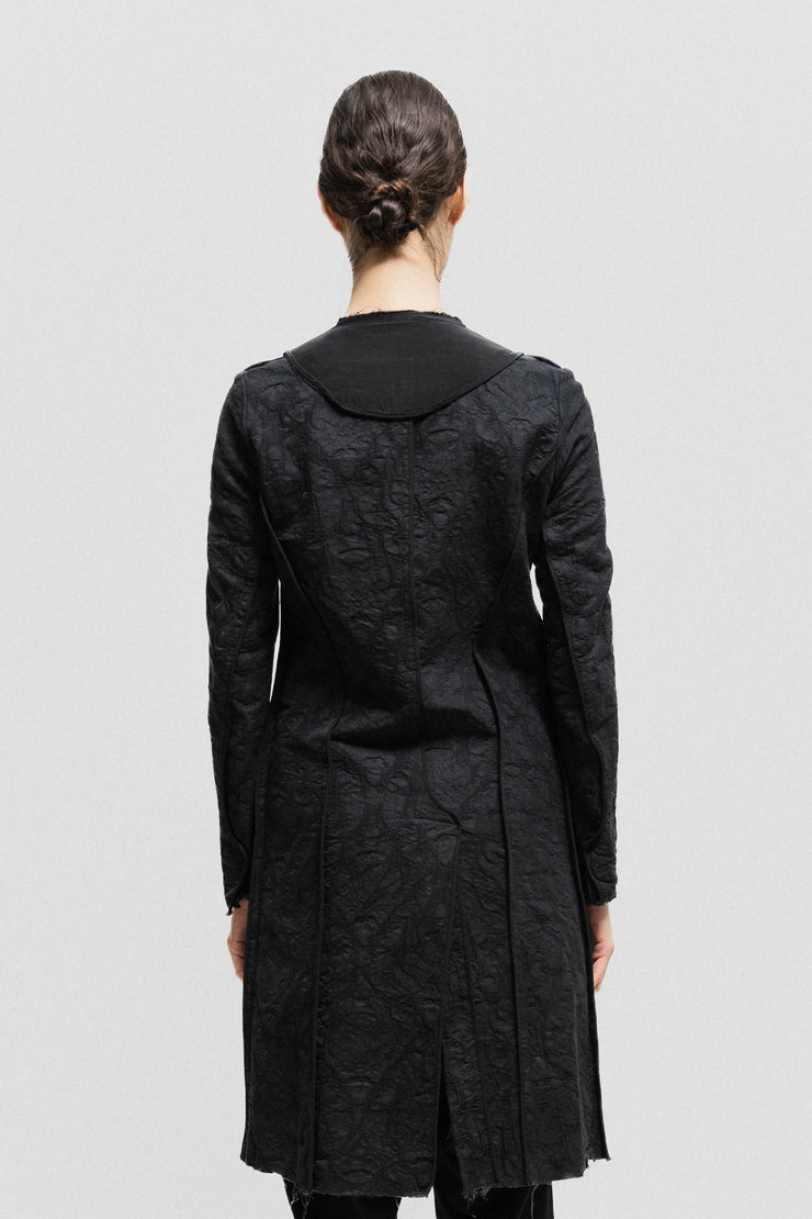 UMA WANG - Lightweight wrinkled coat made of different fabrics with frayed edges