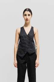 IF SIX WAS NINE - Asymmetric Spider vest with mesh covered skull buttons