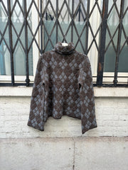 (New Arrival) A.F VANDEVORST - FW01 Wool blend thick knitted sweater with glittery argyle pattern (runway)