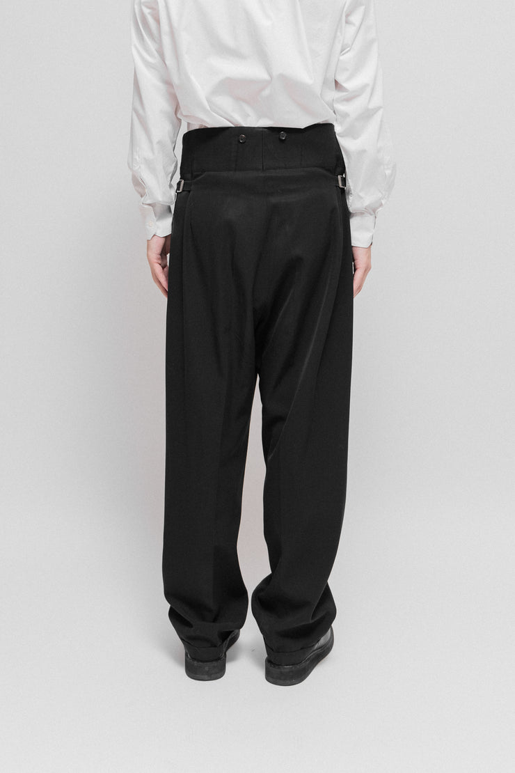YOHJI YAMAMOTO POUR HOMME - High waisted large pants with side buckles (late 80&