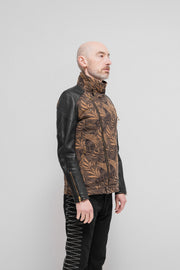BLACKMEANS - Patterned leather jacket with wool parts