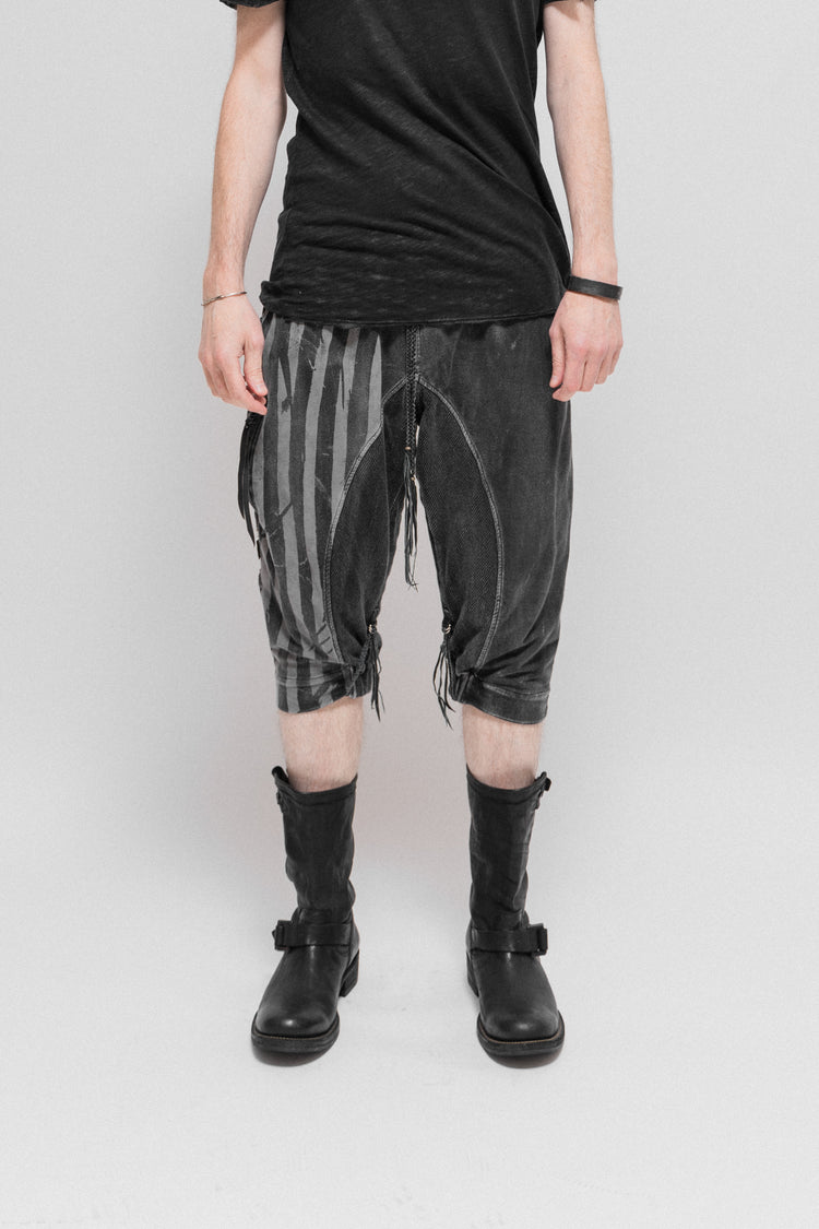 KMRII - Patterned cotton shorts with leather details – L'OBSCUR