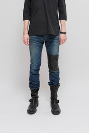 ISAMU KATAYAMA BACKLASH - Horse leather patch denim pants