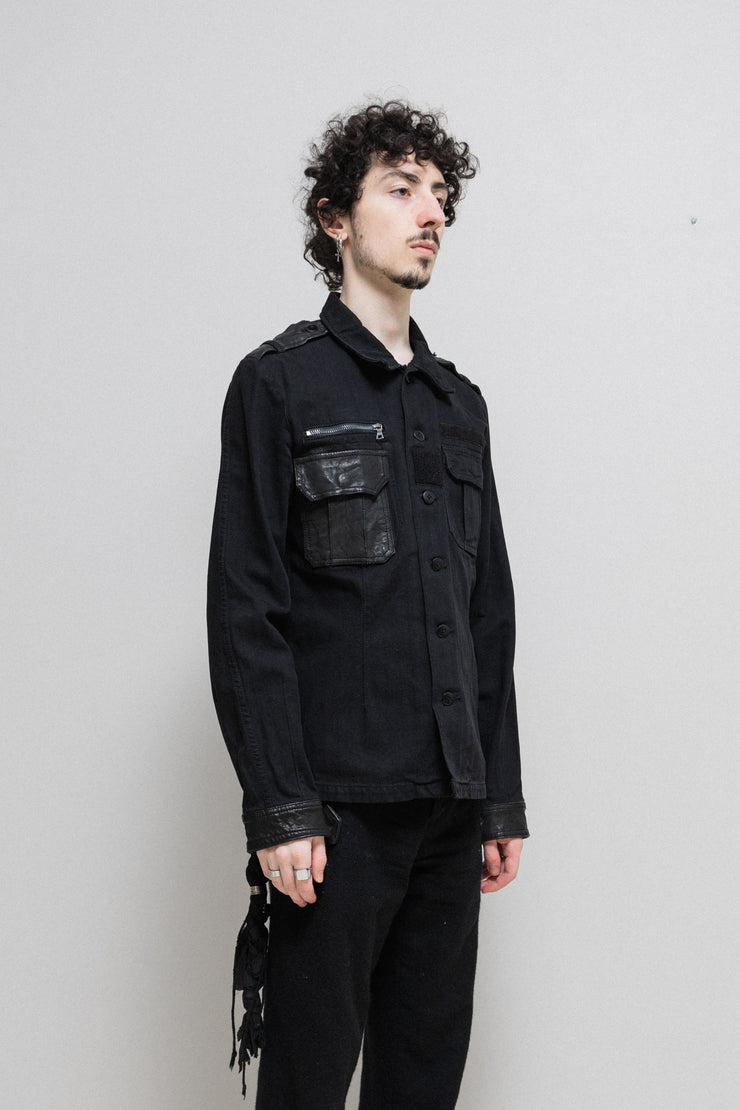 ISAMU KATAYAMA BACKLASH - M-65 Cotton field jacket with leather details