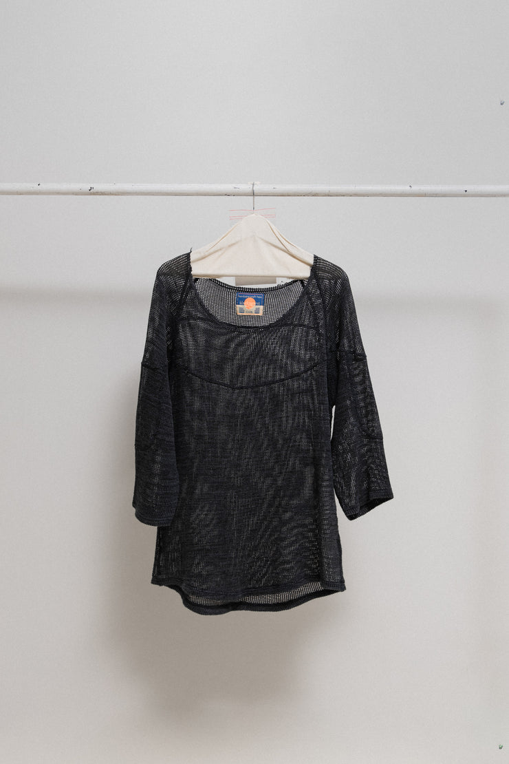 BLACKMEANS - Raw cut net cotton sweater