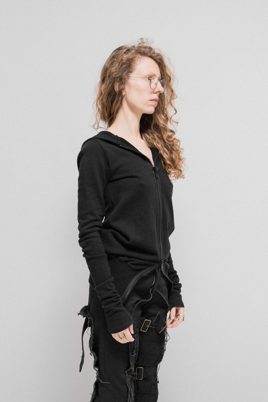 ALICE AUAA - Double zipper hoodie with back details – L'OBSCUR