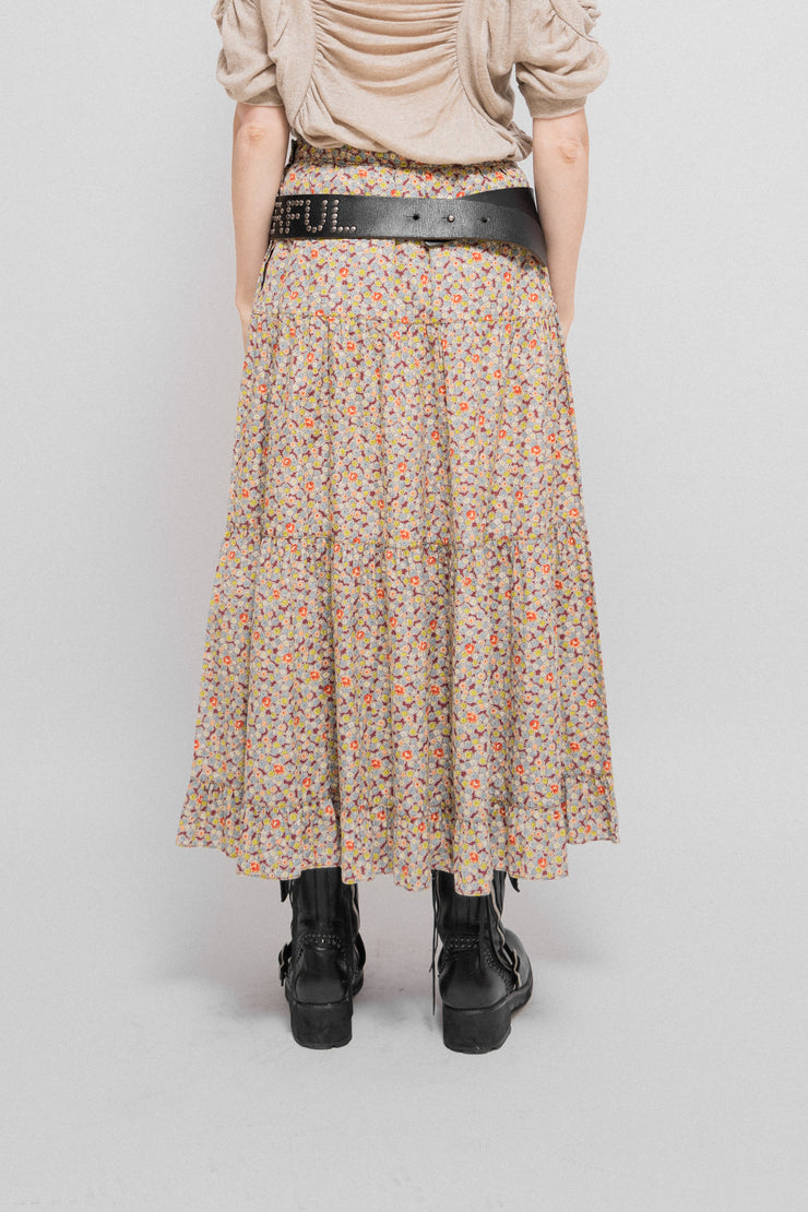 JUNYA WATANABE - SS02 Floral pattern flared cotton skirt (runway)