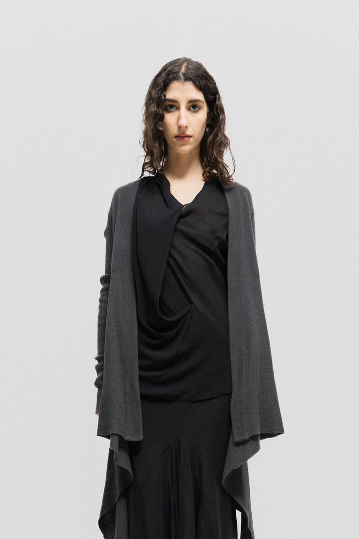 RICK OWENS - FW06 "DUSTULATOR" Cashmere cardigan with ribbed sleeves