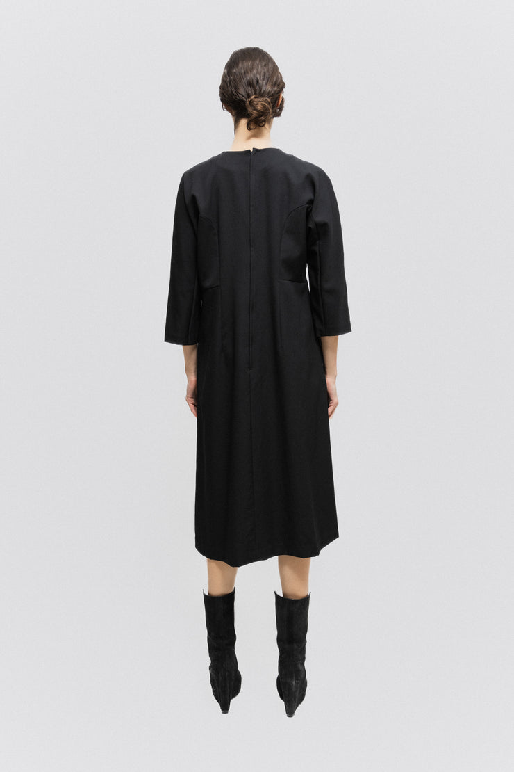 COMME DES GARCONS - SS16 Midi wool dress with curved seams