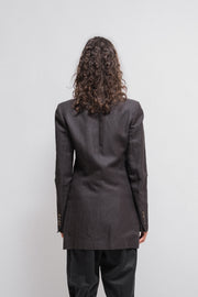 ANN DEMEULEMEESTER - FW00 Long striped jacket with straps (runway)