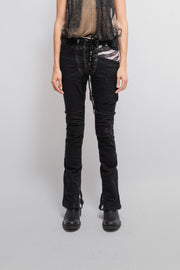 IF SIX WAS NINE - "Zebra bone" flared jeans with bottom zippers and corset waist