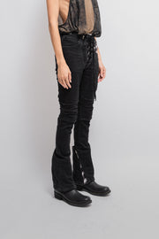 IF SIX WAS NINE - "Zebra bone" flared jeans with bottom zippers and corset waist