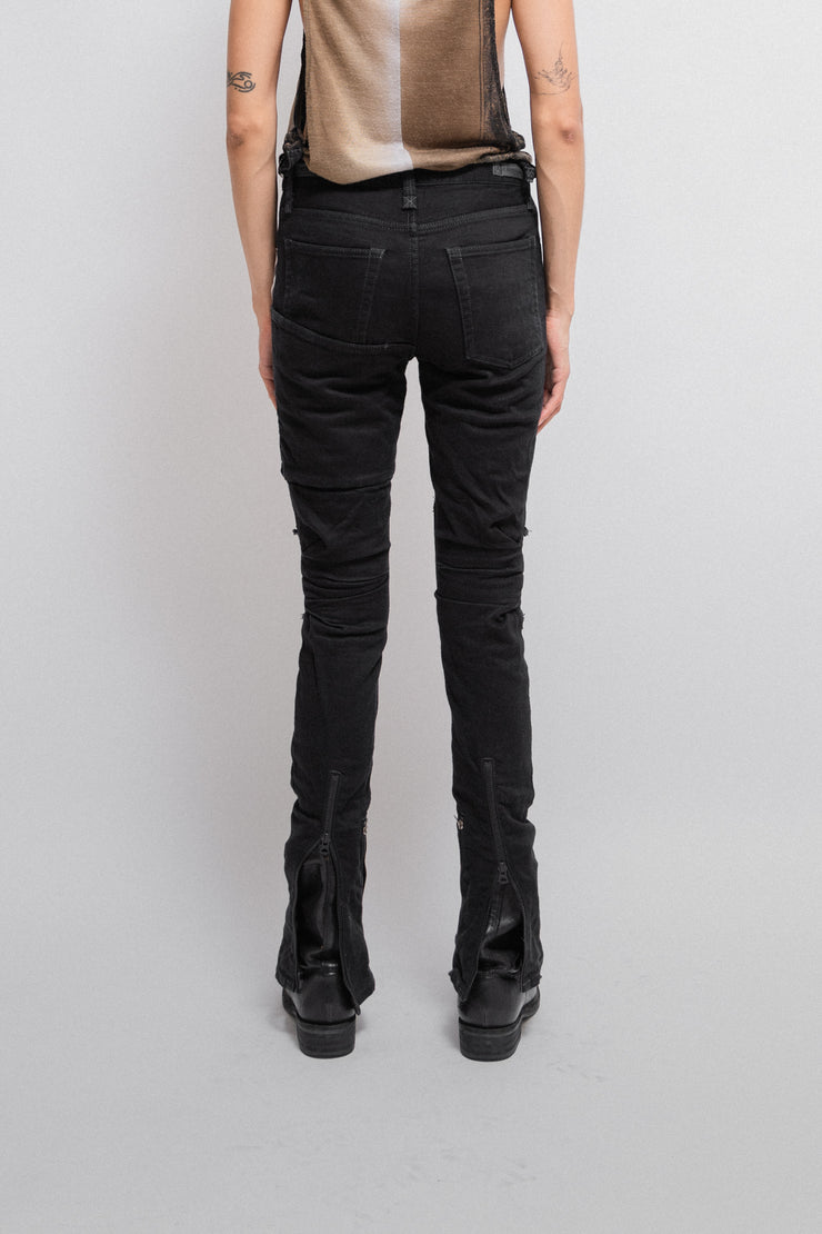 IF SIX WAS NINE - "Zebra bone" flared jeans with bottom zippers and corset waist