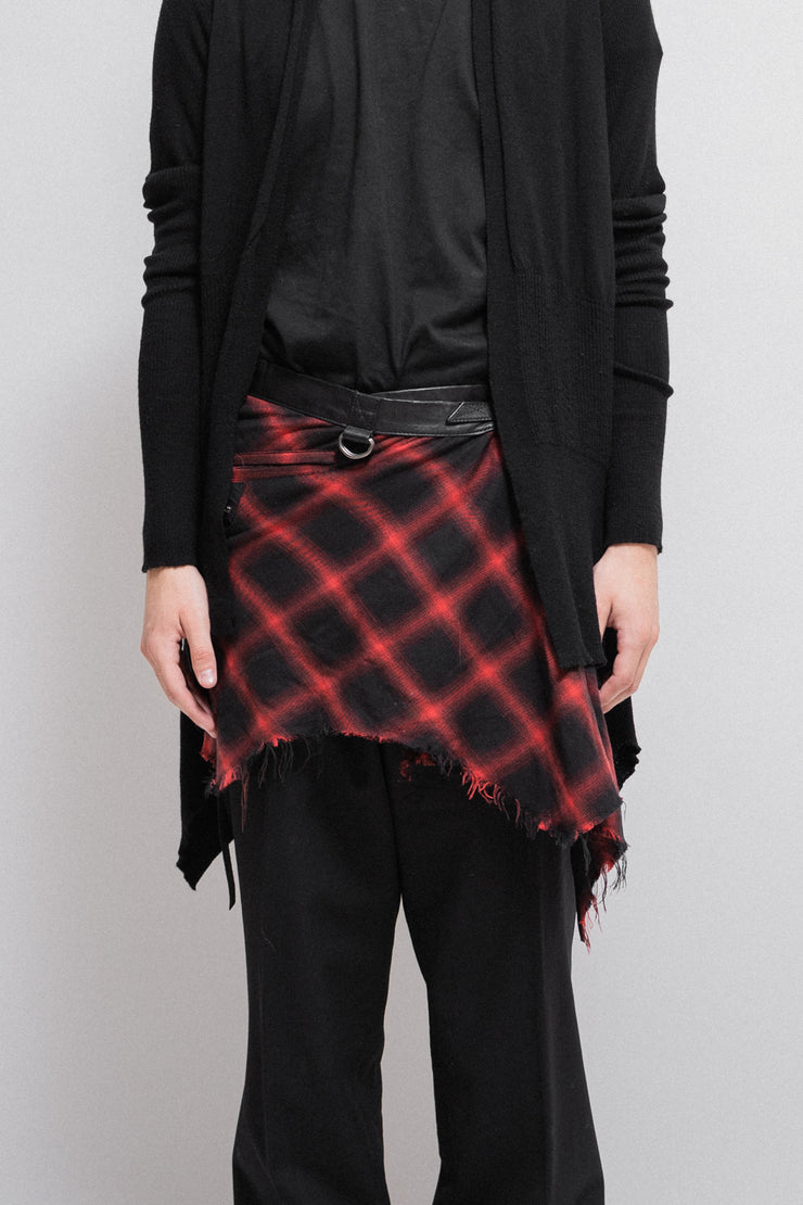 KMRII - Plaid wrap up skirt with leather details
