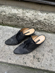 (New Arrival) ANN DEMEULEMEESTER - 1994 Pointy mules with satin floral pattern