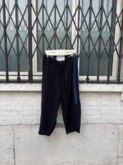 (New Arrival) YOHJI YAMAMOTO POUR HOMME - SS18 Wide rayon pants with text and stripe details (runway)