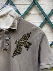 (New Arrival) KAPITAL - Polo shirt with concho buttons and studded bird detail